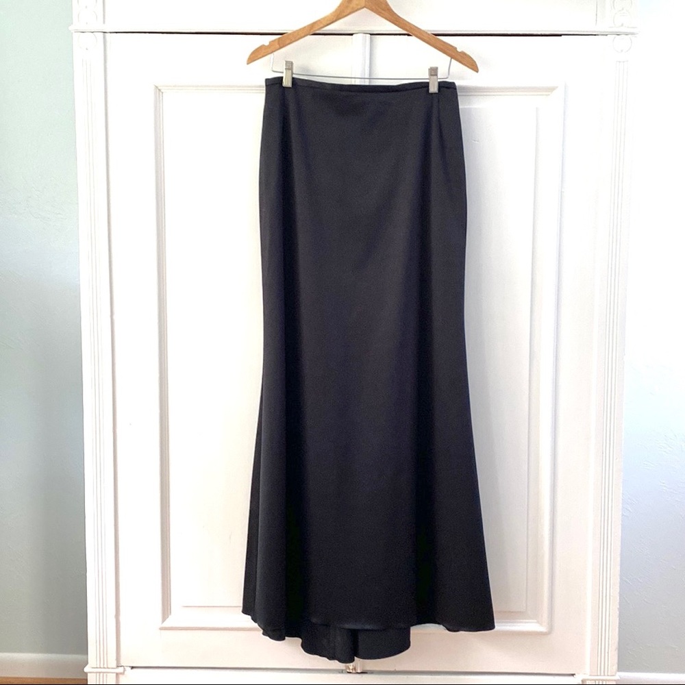 JS Collections black satin maxi ball skirt